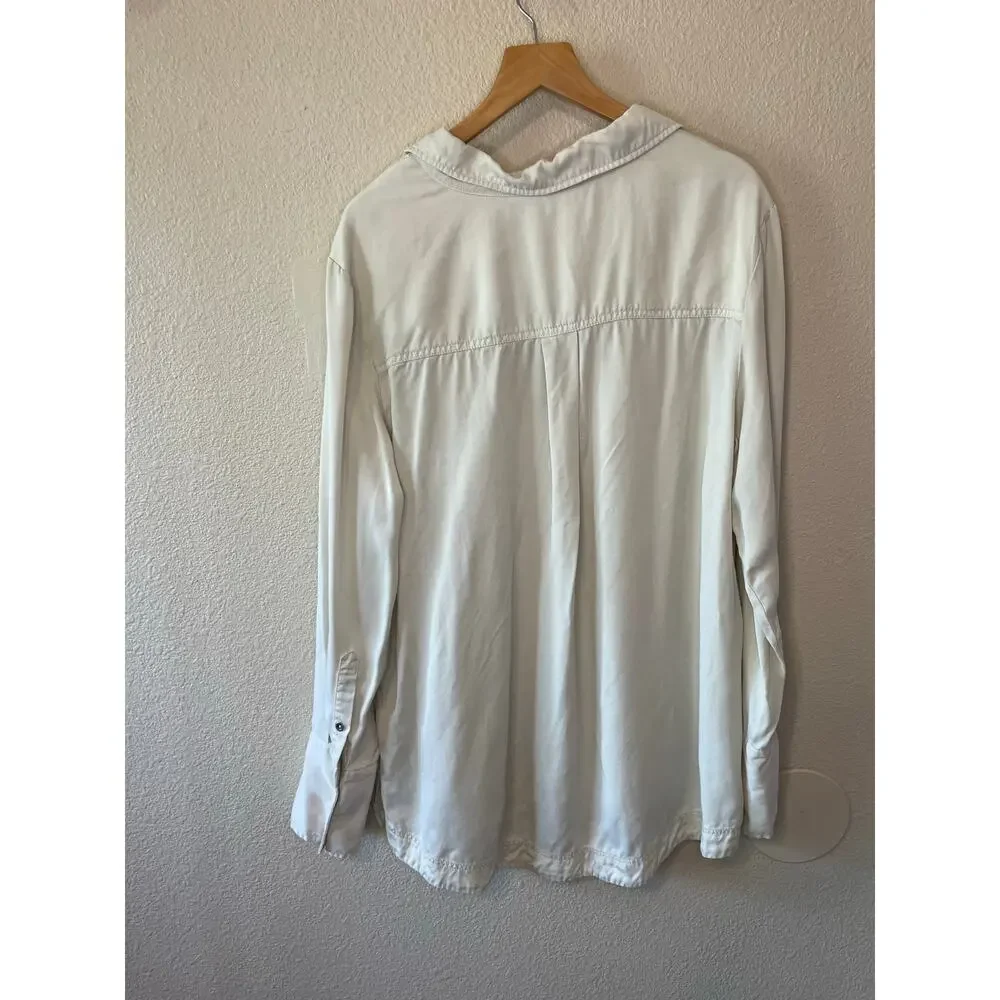 Free People Boho Minimalist Collared Long Sleeve Lace up Neckline Tunic Large